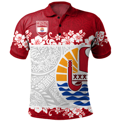 French Polynesia Polo Shirt Seal With Plumeria Flowers Polynesia Patterns