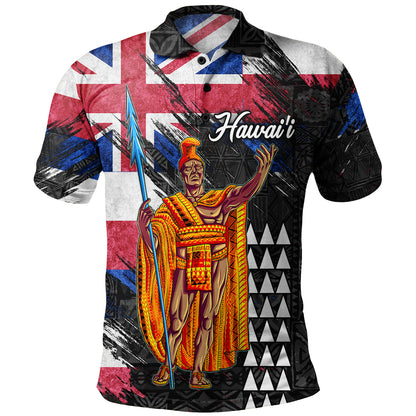Hawaii Polo Shirt Hawaii King Grunge Style Color Flag Style