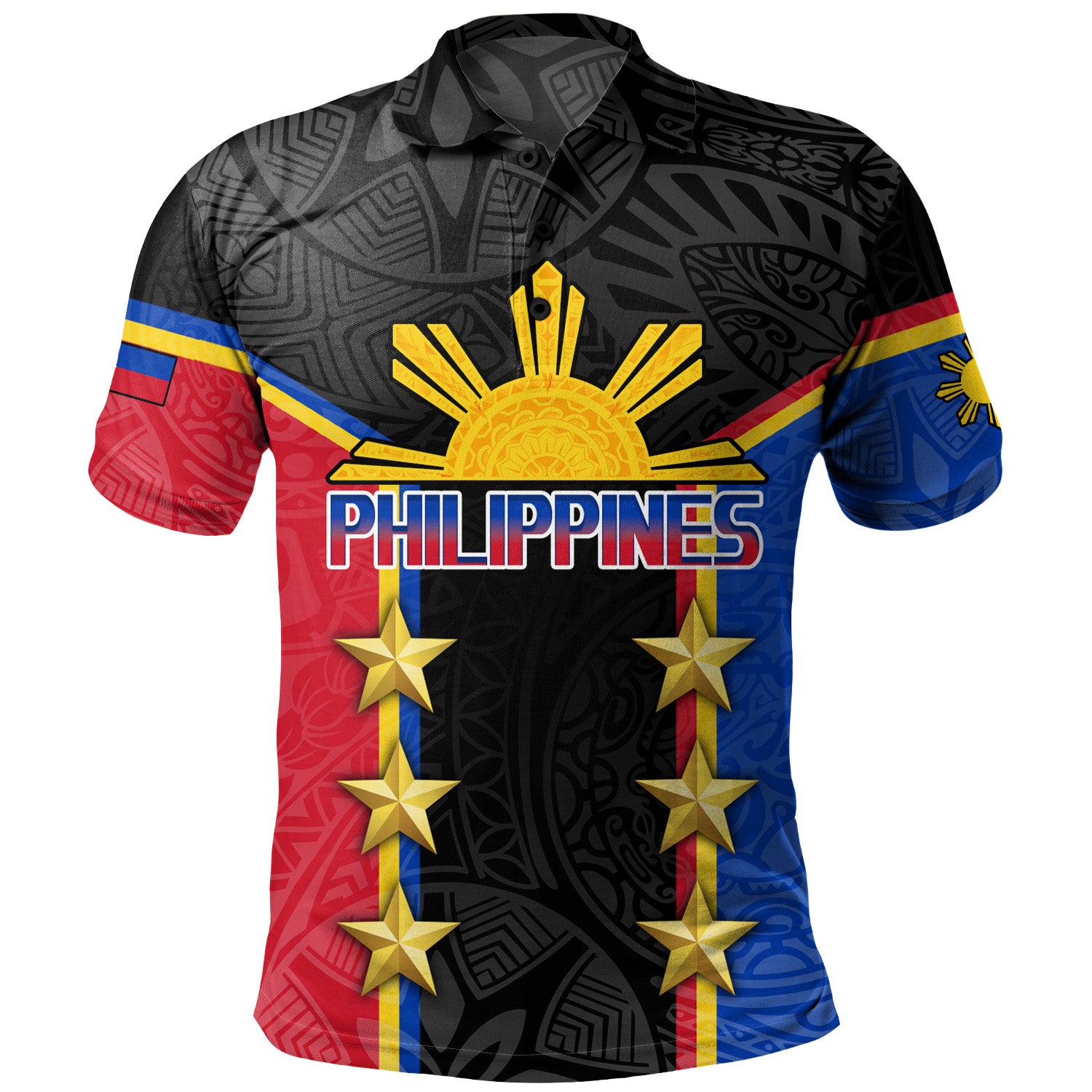 Philippines Filipinos Polo Shirt Philippines Sun Tribal Pattern Style
