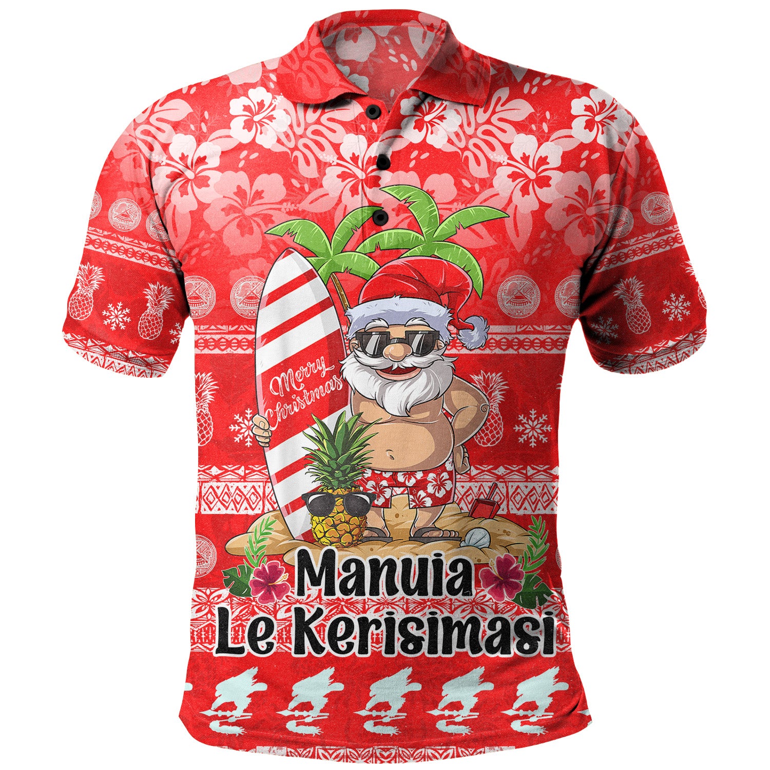 American Samoa Polo Shirt Manuia Le Kerisimasi Tropical Xmas Patterns