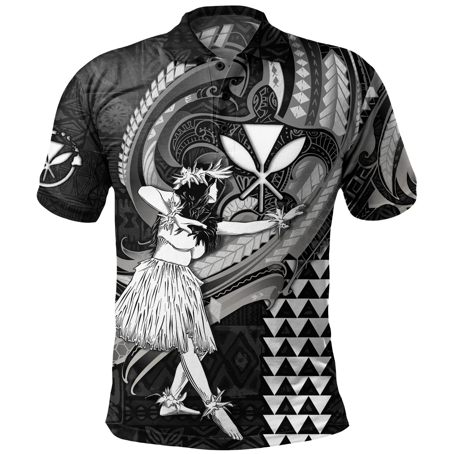Hawaii Polo Shirt Kanaka Maoli Hula Girls Polynesian Traditional Tattoo