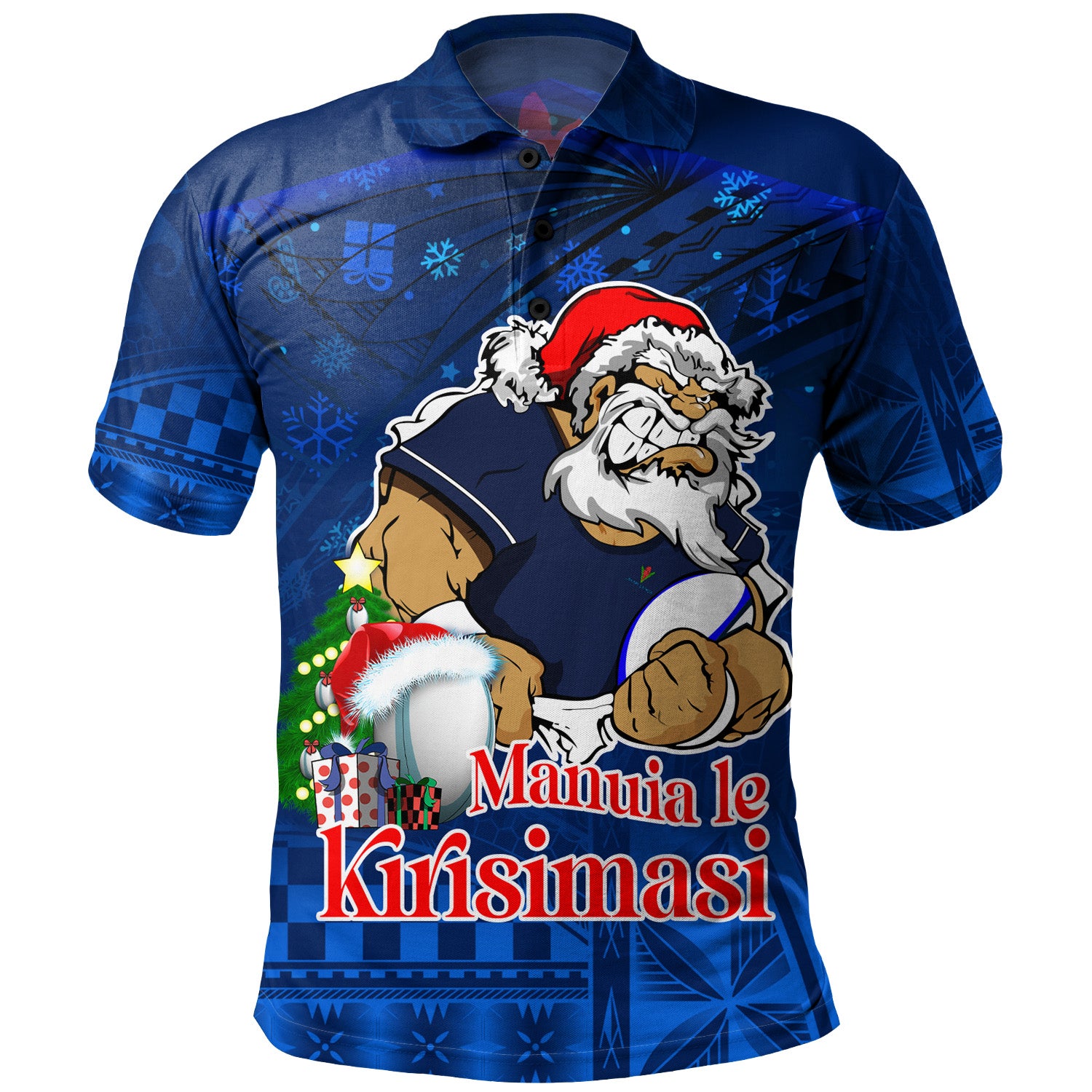 Samoa Polo Shirt Manuia Le Kirisimasi Rugby Santa Style