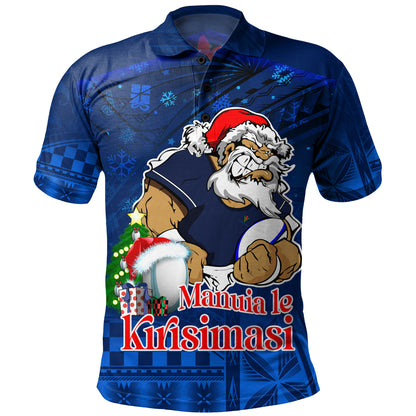 Samoa Polo Shirt Manuia Le Kirisimasi Rugby Santa Style