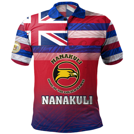 Hawaii Custom Nanakuli High and Intermediate School Polo Shirt Flag Color With Traditional Patterns