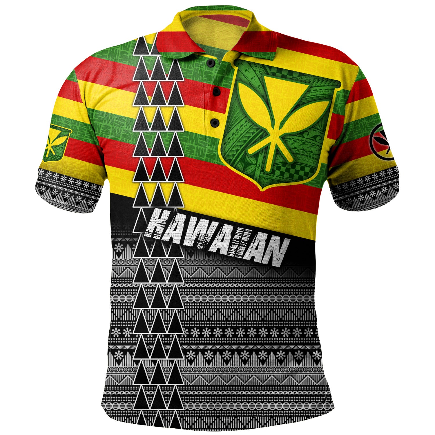 Hawaii Polo Shirt Kanaka Maoli Flag Polynesian Tribal Patterns Grunge Style