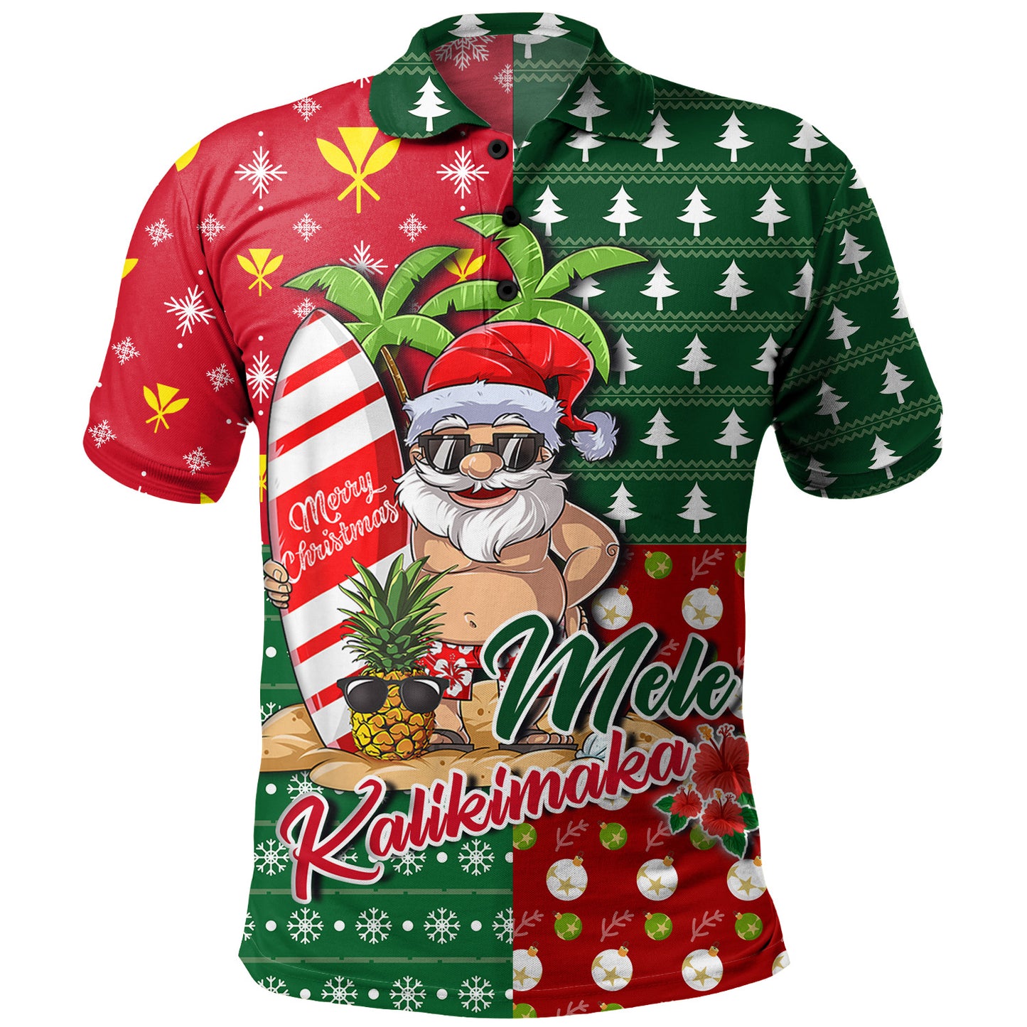 Hawaii Polo Shirt Mele Kalikimaka Hawaii Christmas Patterns