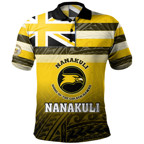 Hawaii Custom Nanakuli High and Intermediate School Polo Shirt Flag Color With Traditional Patterns ( Yellow Black )