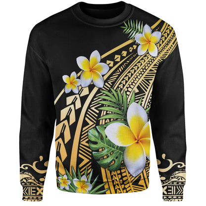 Hawaii Sweatshirt Plumeria Polynesian Pattern