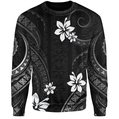 Hawaii Sweatshirt Polynesian Pattern Plumeria