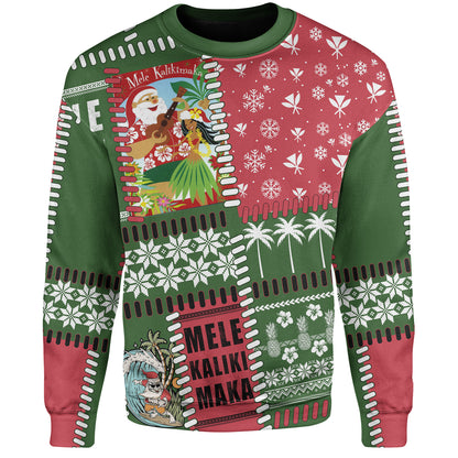 Hawaii Sweatshirt Santa Surfing Mele Kalikimaka Kanaka Maoli