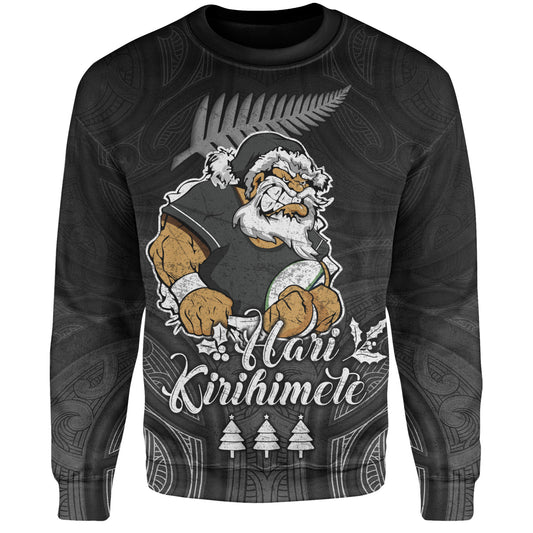 New Zealand Sweatshirt Hari Kirihimete Rugby Santa Style