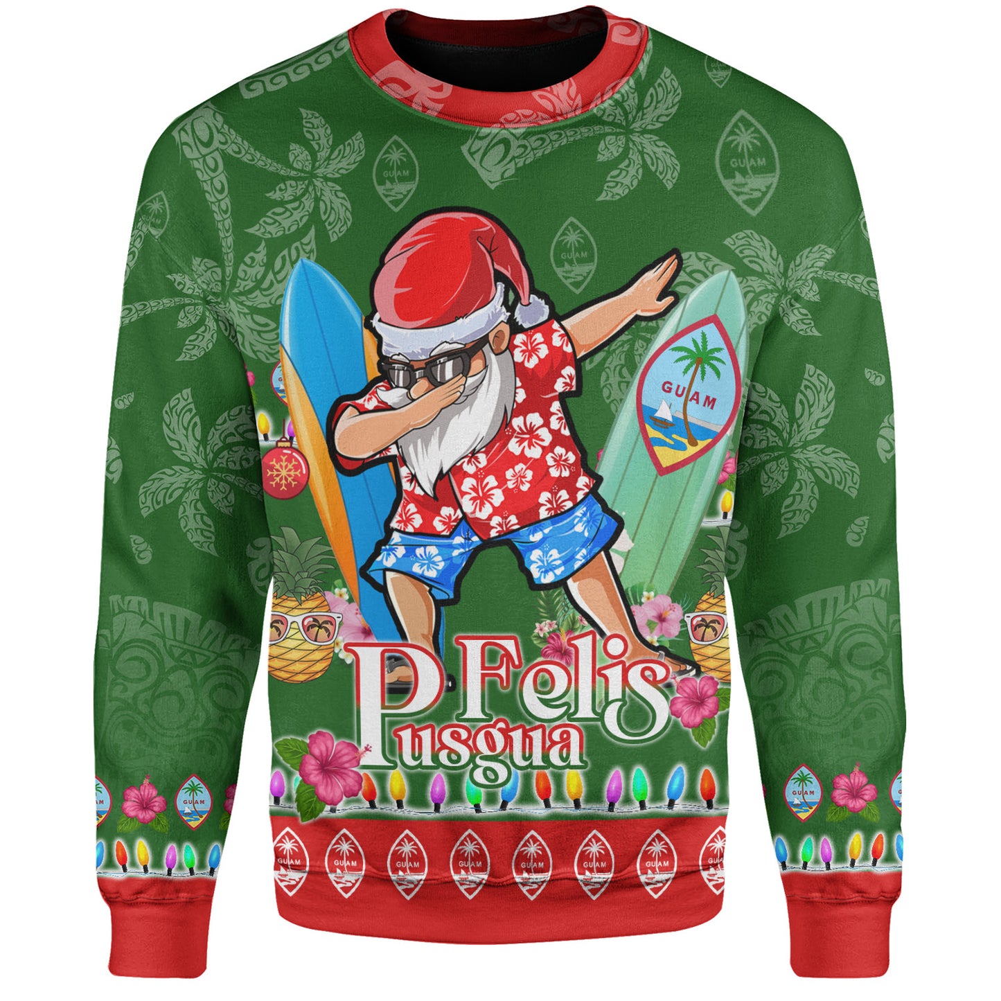 Guam Sweatshirt Felis Pusgua Tropical Xmas Patterns