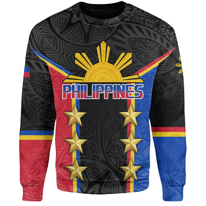 Philippines Filipinos Sweatshirt Philippines Sun Tribal Pattern Style