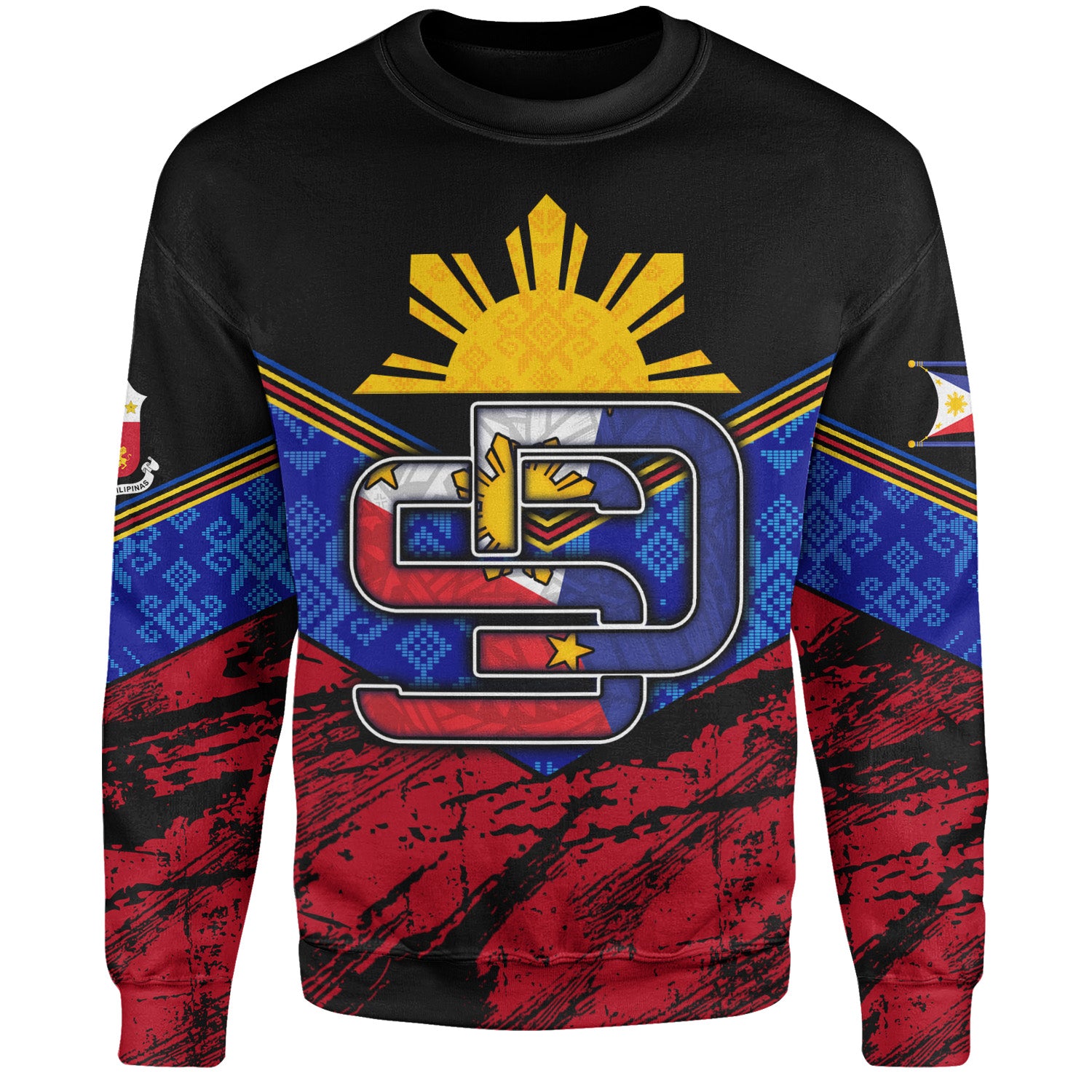 Philippines Filipinos Sweatshirt San Diego Filipino Grunge Brush Stroke Style