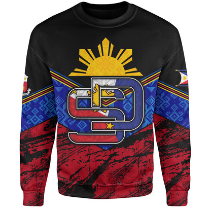 Philippines Filipinos Sweatshirt San Diego Filipino Grunge Brush Stroke Style
