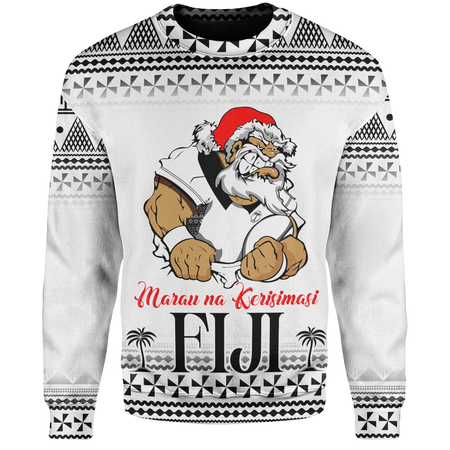 Fiji Sweatshirt Marau na Kerisimasi Rugby Santa Style