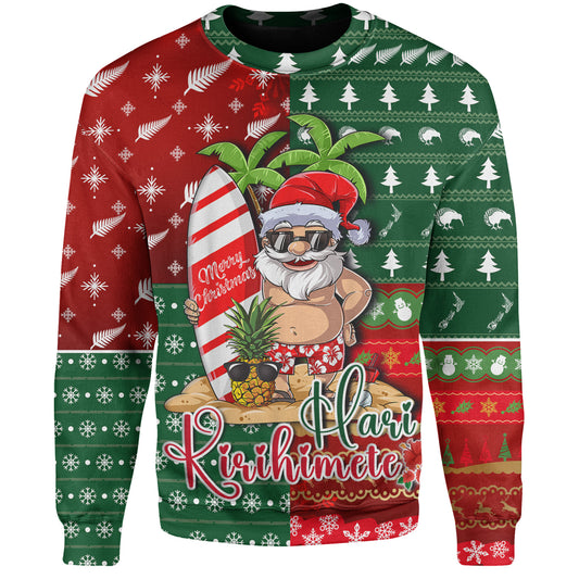 New Zealand Sweatshirt Maori Hari Kirihimete Tropical Xmas Patterns