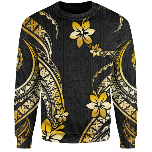 Hawaii Sweatshirt Polynesian Pattern Plumeria