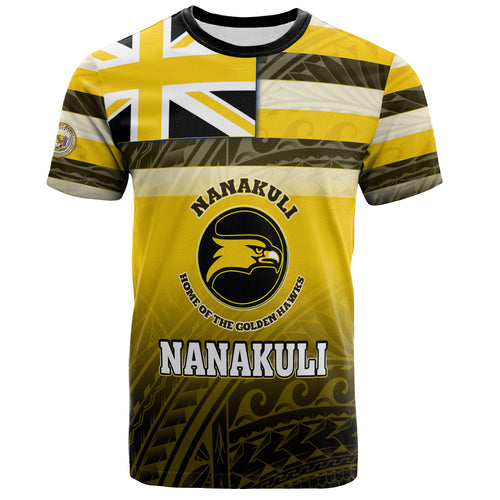 Hawaii Custom Nanakuli High and Intermediate School T-Shirt Flag Color With Traditional Patterns ( Yellow Black)