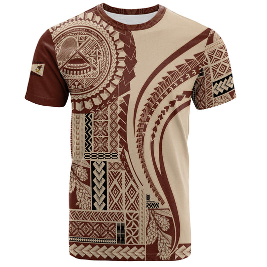 American Samoa T-Shirt Samoan Siapo Brown Design