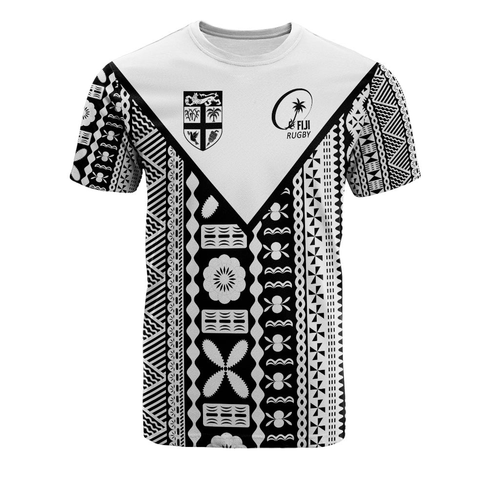 Fiji Rugby Tapa T-Shirt Fiji Flag Coat Of Arms Pattern