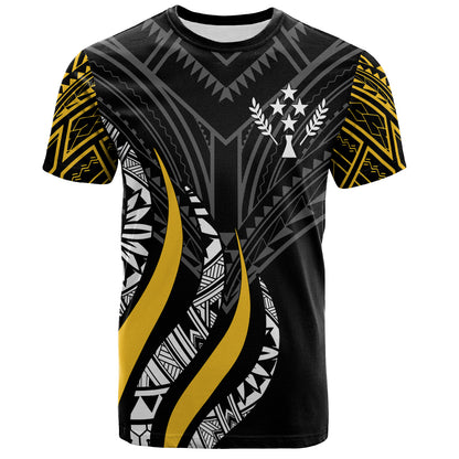 Kosrae Custom Personalised T-Shirt - Kosrae Strong Fire Pattern Gold