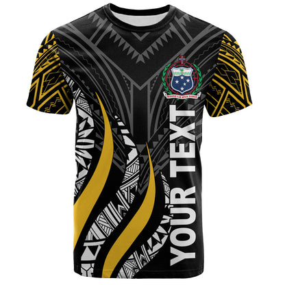 Samoa Custom Personalised T-Shirt - Samoa Strong Fire Pattern Gold