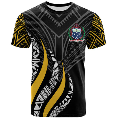 Samoa Custom Personalised T-Shirt - Samoa Strong Fire Pattern Gold