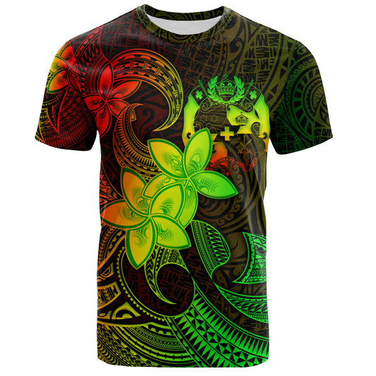 Tonga T-Shirt Plumeria Flowers Vintage Style Reggae Colors