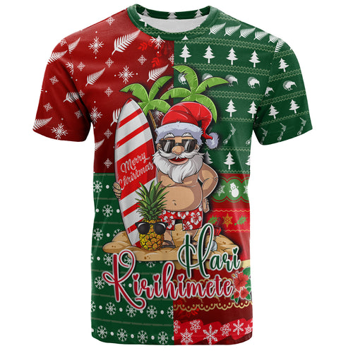 New Zealand T-Shirt Maori Hari Kirihimete Tropical Xmas Patterns
