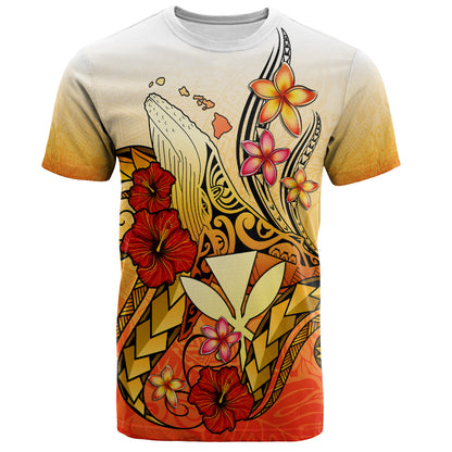 Hawaii T-Shirt Humpback Whale with Hibiscus Plumeria