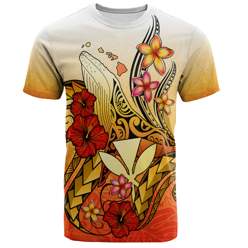 Hawaii T-Shirt Humpback Whale with Hibiscus Plumeria