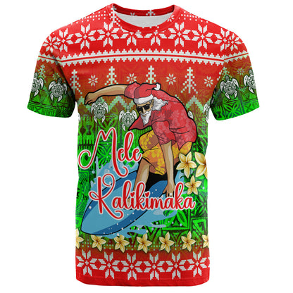 Hawaii T-Shirt Santa Surfing Mele Kalikimaka Style