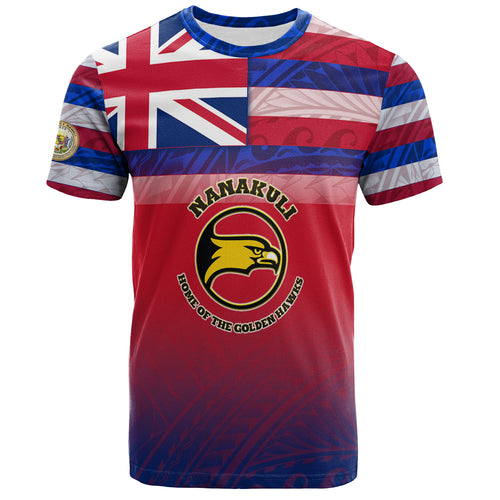 Hawaii Custom Nanakuli High and Intermediate School T-Shirt Flag Color With Traditional Patterns