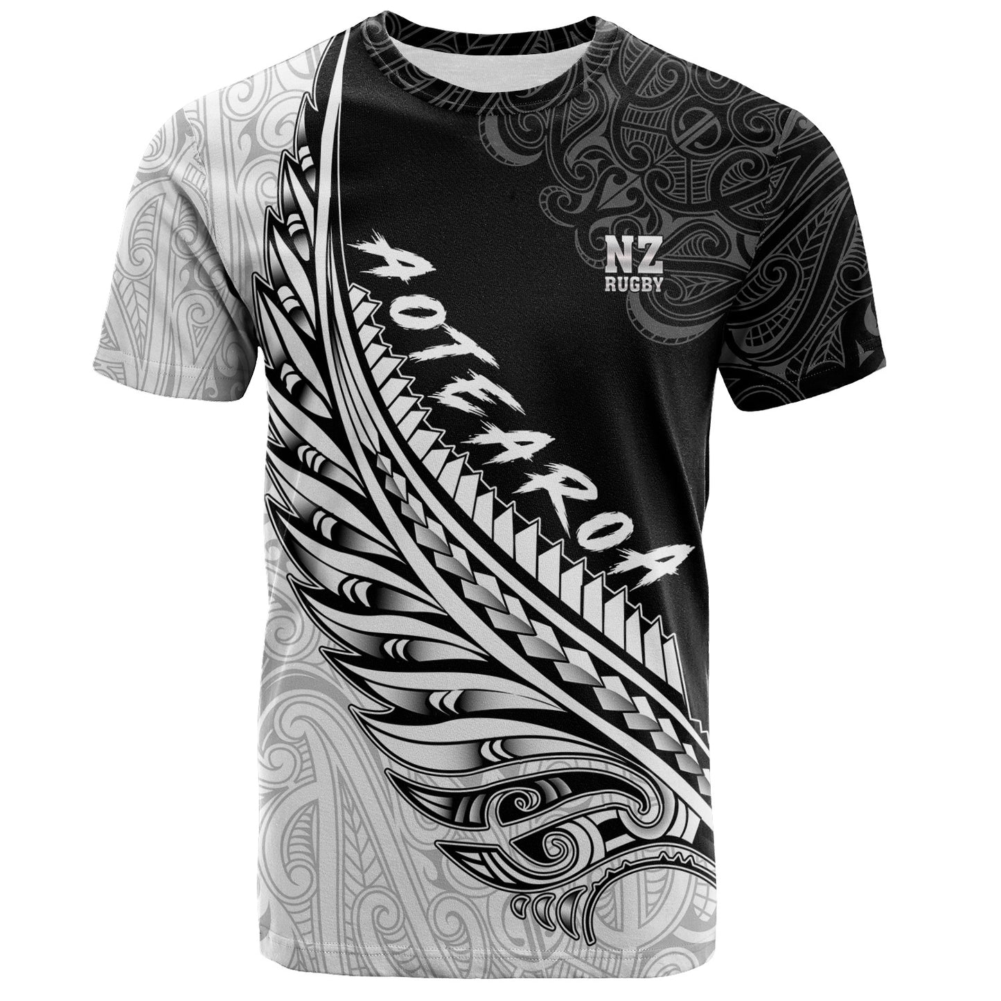 New Zealand T-Shirt Maori Silver Fern Rugby Vibe