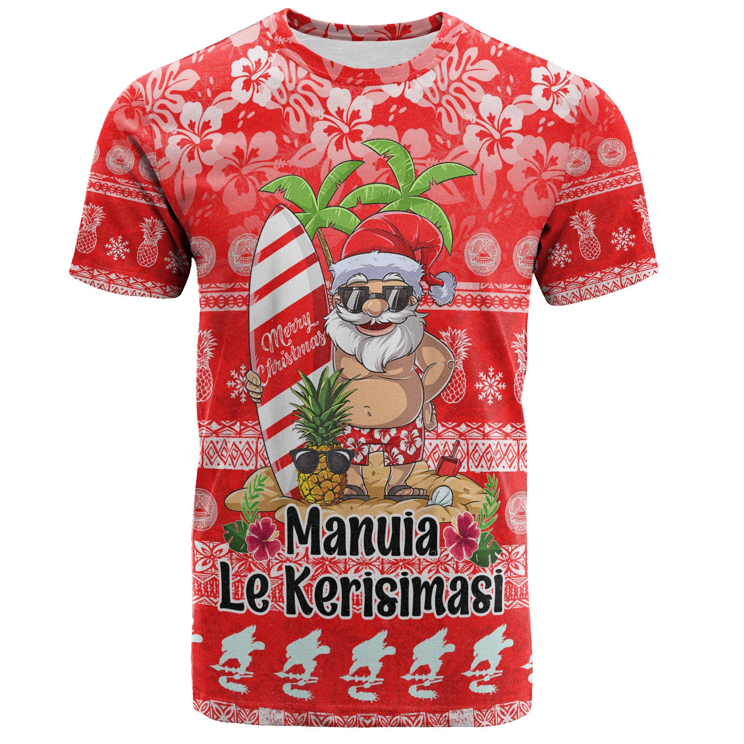 American Samoa T-Shirt Manuia Le Kerisimasi Tropical Xmas Patterns