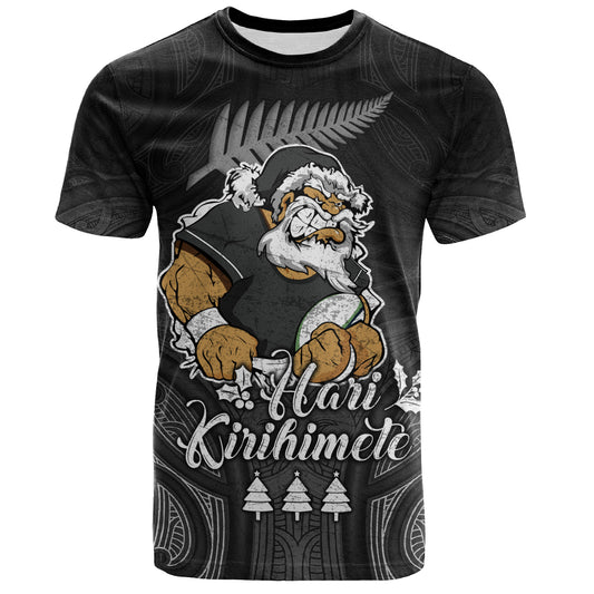 New Zealand T-Shirt Hari Kirihimete Rugby Santa Style