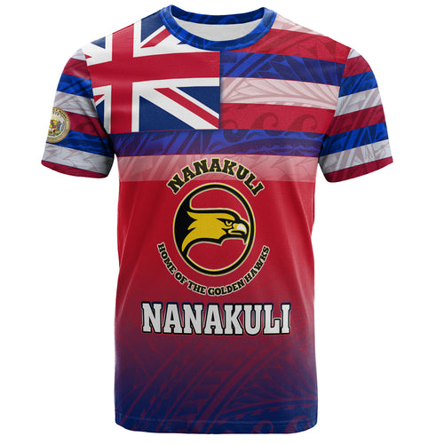 Hawaii Custom Nanakuli High and Intermediate School T-Shirt Flag Color With Traditional Patterns Ver 1