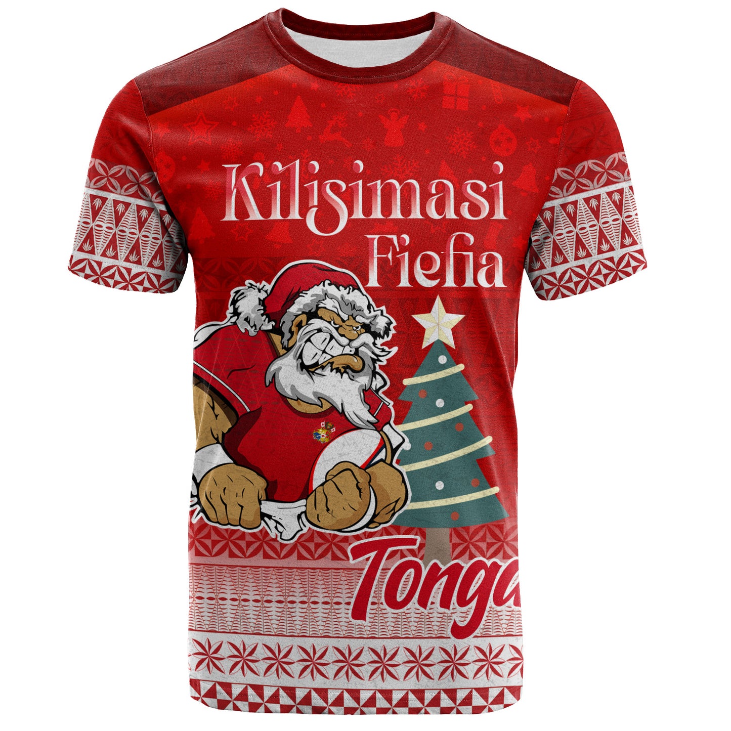 Tonga T-Shirt Kilisimasi Fiefia Rugby Santa Style