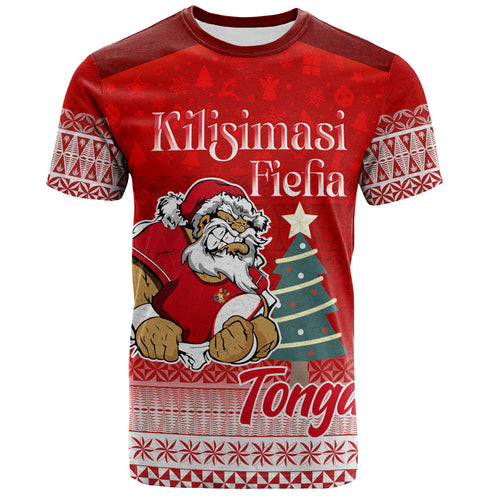 Tonga T-Shirt Kilisimasi Fiefia Rugby Santa Style