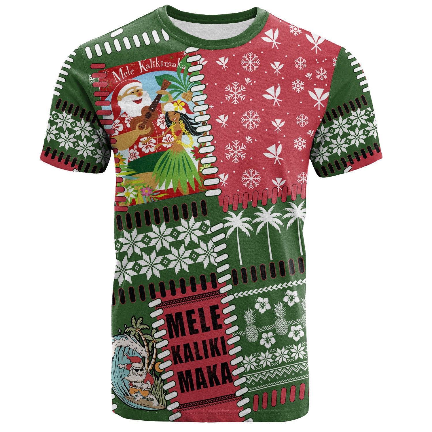 Hawaii T-Shirt Santa Surfing Mele Kalikimaka Kanaka Maoli