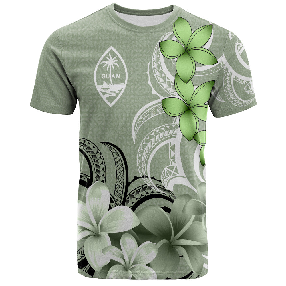 Guam T-Shirt Custom Personalised Floral Spirit Sage Green
