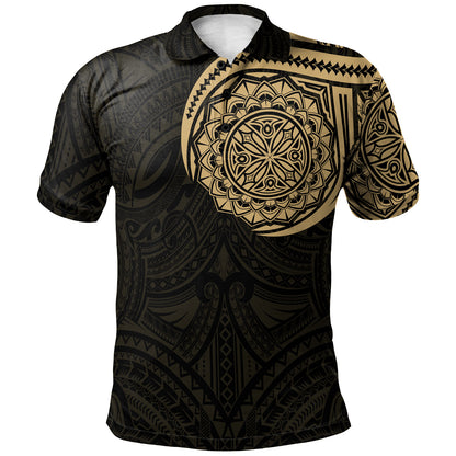 Polynesian Polo Shirt - Polynesian Flowers Tattoo Style