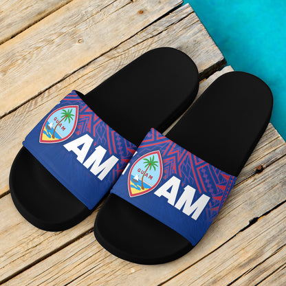 Guam Flag Color With Traditional Patterns Slide Sandals