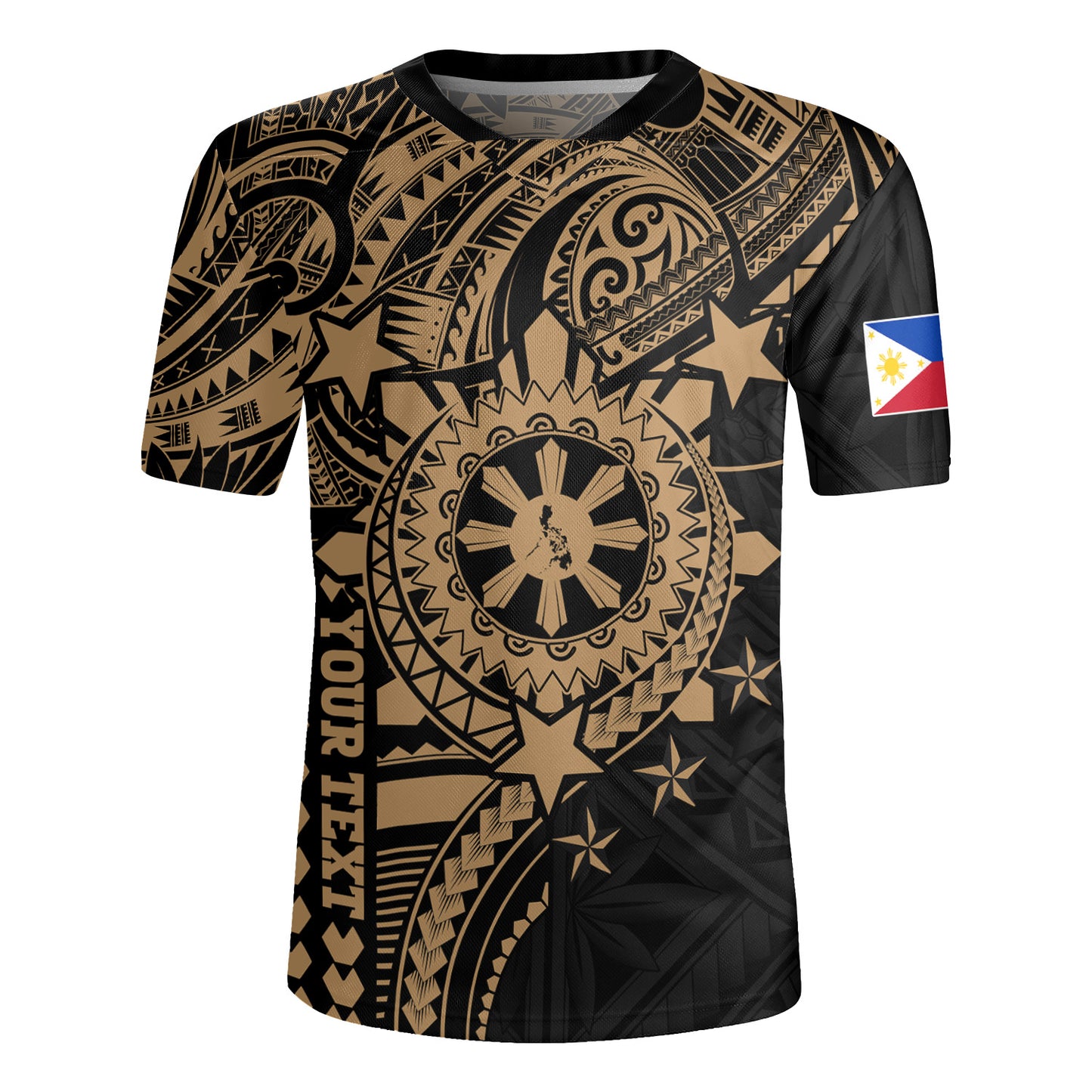 Philippines Filipinos Rugby Jersey - Proud To Be Filipino Tribal Sun Batok Gold Style