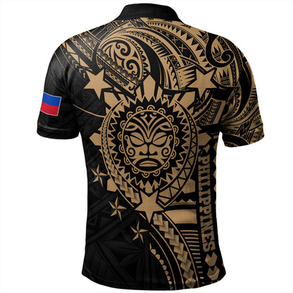 Philippines Filipinos Polo Shirt - Proud To Be Filipino Tribal Sun Batok Gold Style