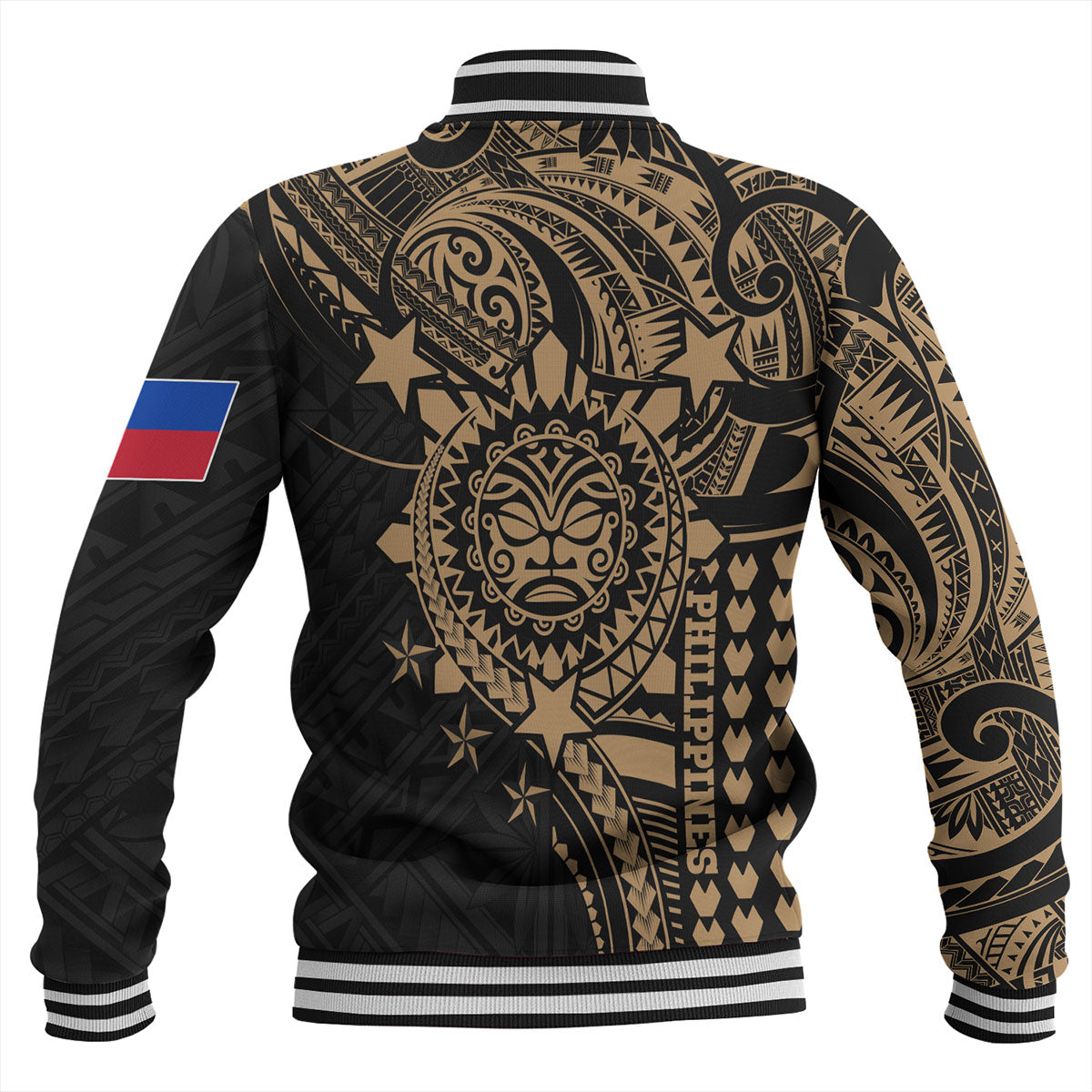 Philippines Filipinos Baseball Jacket - Proud To Be Filipino Tribal Sun Batok Gold Style
