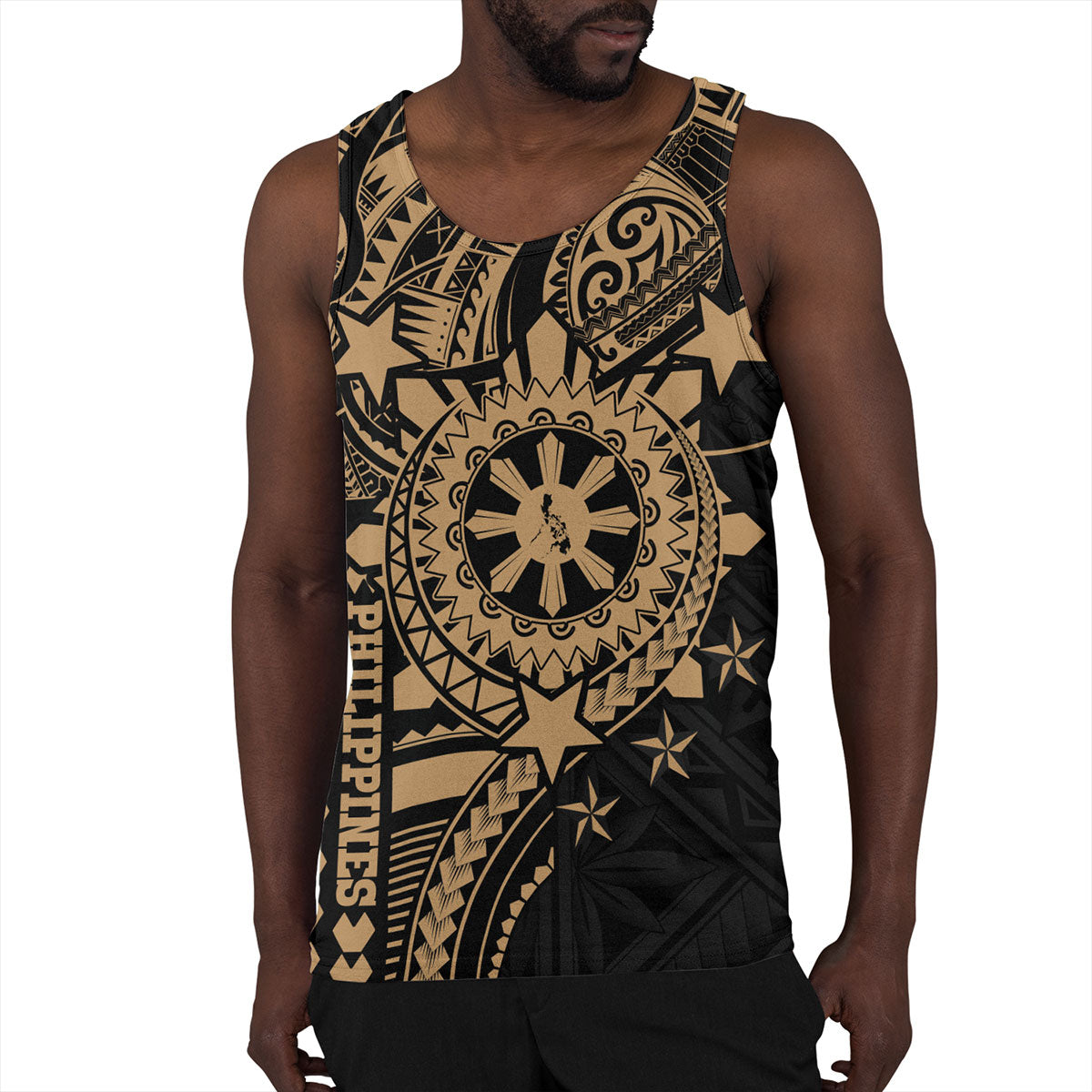 Philippines Filipinos Tank Top - Proud To Be Filipino Tribal Sun Batok Gold Style