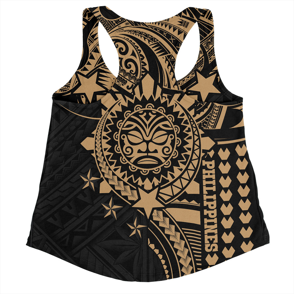 Philippines Filipinos Women Tank - Proud To Be Filipino Tribal Sun Batok Gold Style
