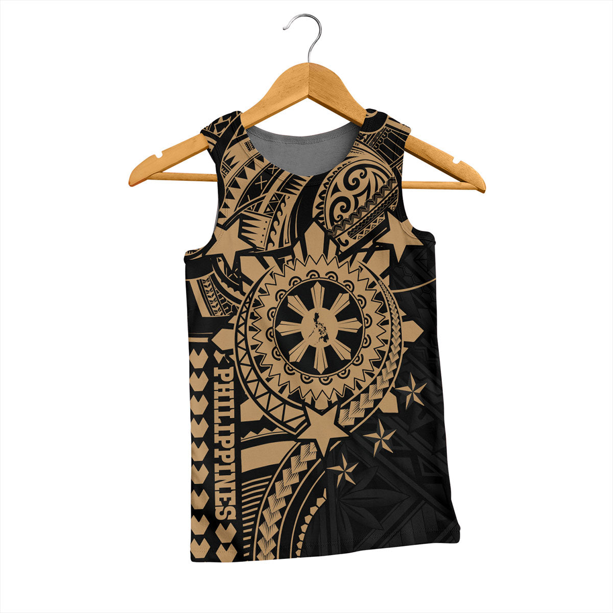 Philippines Filipinos Tank Top - Proud To Be Filipino Tribal Sun Batok Gold Style